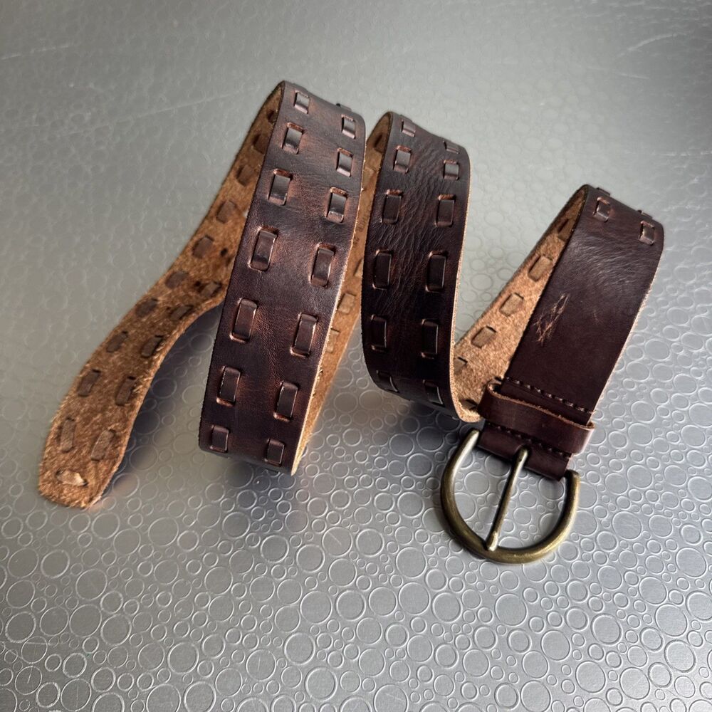 Vintage Mossimo Supply Co Leather Belt Laced Whipstitch Boho Western - Plus 2XL